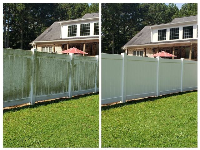 Fence pressure washing and soft washing cleaning service in Titusville Florida