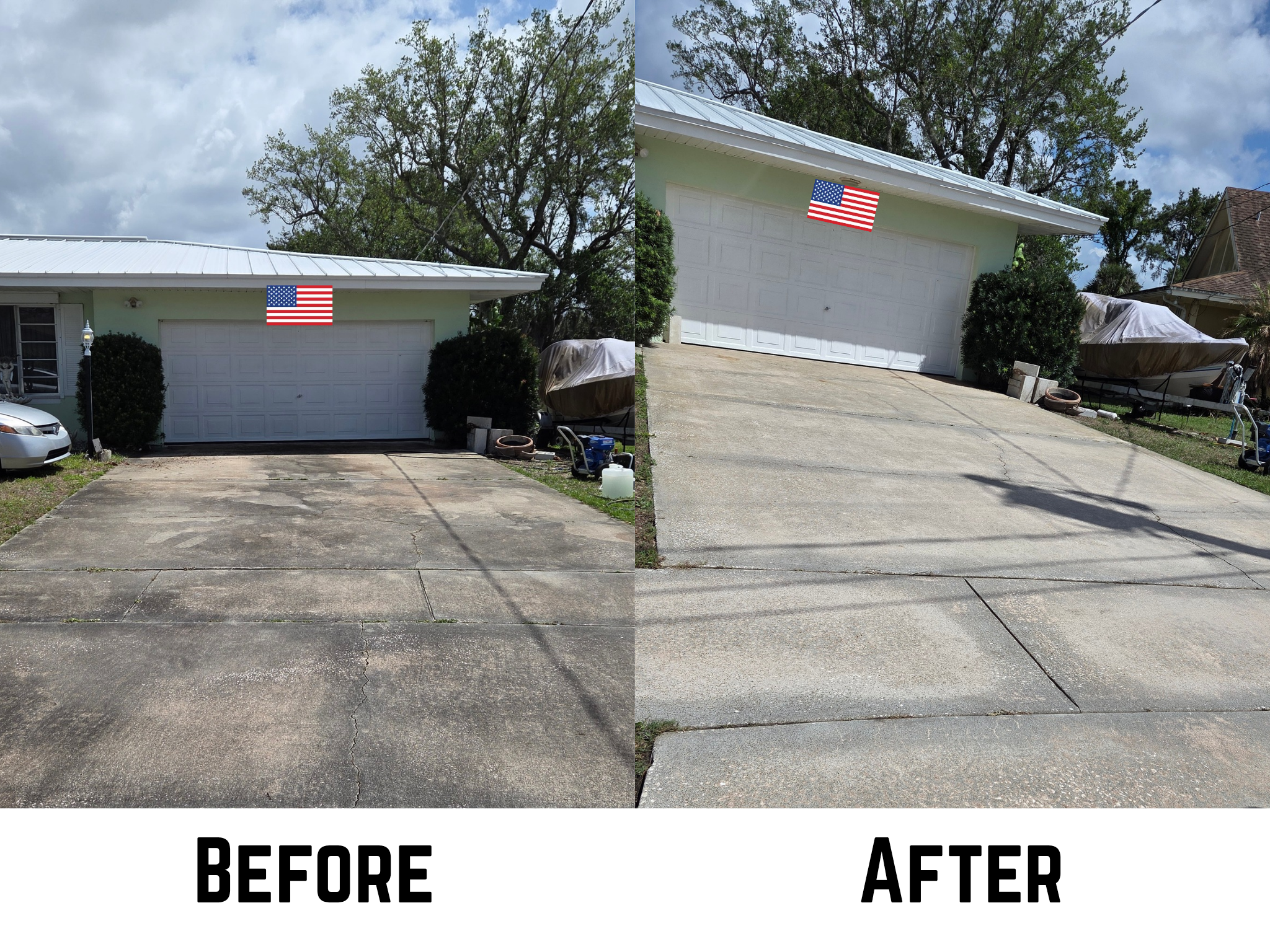 Before and after pressure washing transformation